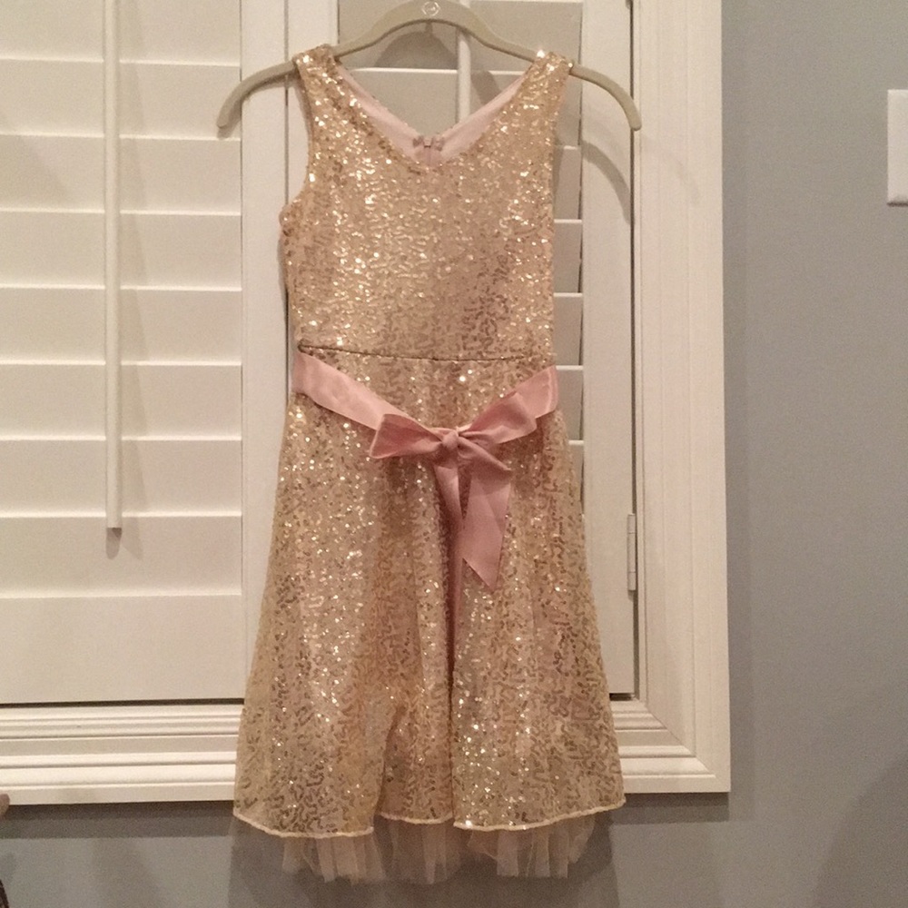 Girls Size 8 Gold Sequin Dress